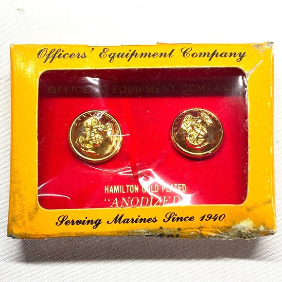 United States Marine Corp Officer Dress Blues Button Cover Gold Plate New In Box - Picture 1 of 3